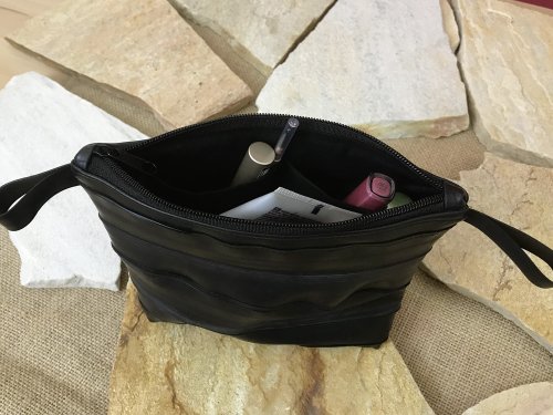 Kosmetiktasche mit Innenfächern, upcycling Handarbeit